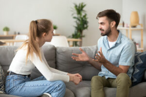 Conflict and Resolution Exploration couple face to face resolving conflict
